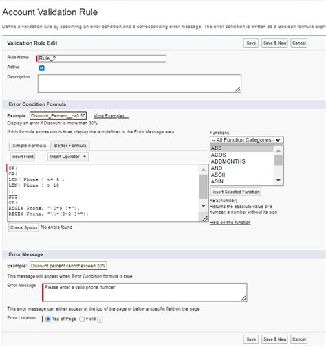 Validation rule for phone number in Salesforce - Salesforce Geek