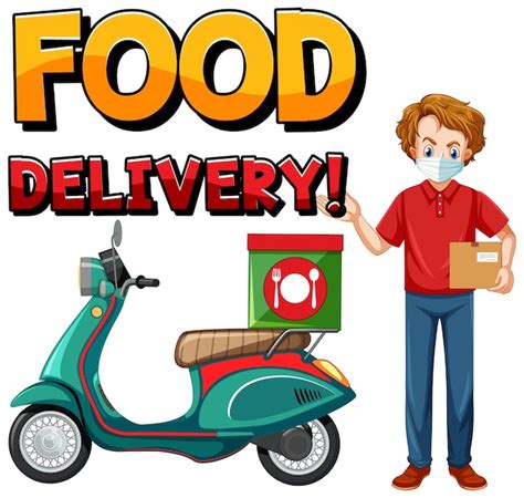 Free Vector | Food delivery logo with bike man or courier