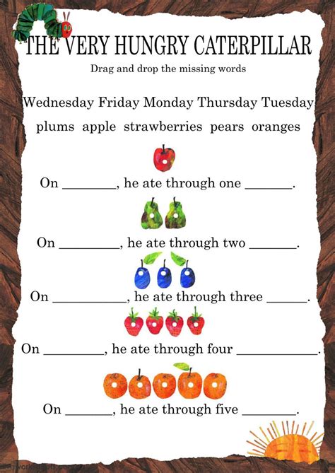 Very Hungry Caterpillar Activities Worksheets