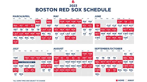 Printable Schedule | Boston Red Sox