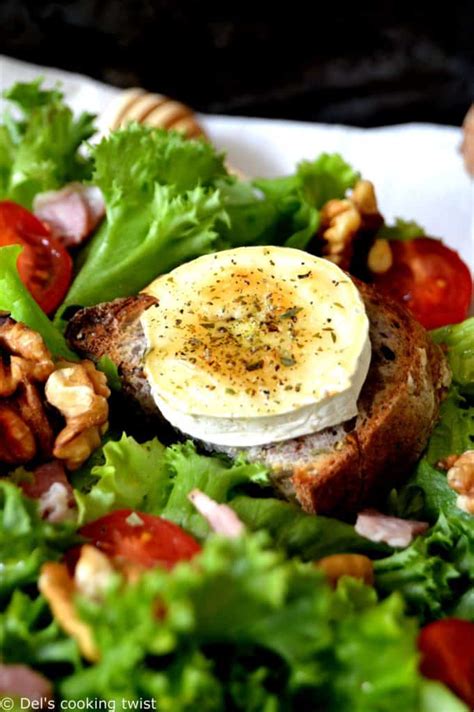 Warm Goat Cheese Salad with a Spicy Dressing - Del's cooking twist