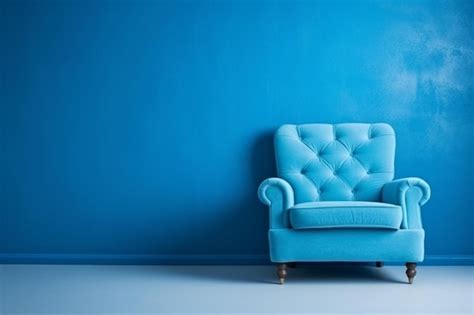 Premium Photo | Blue armchair against blue wall in living room interior elegant interior design ...