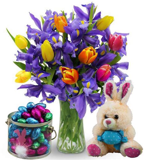 Happy Easter Iris and Tulips Bouquet | Avas Flowers