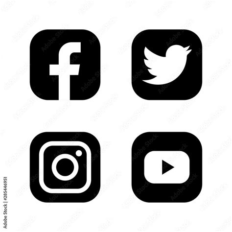 Set of facebook twitter instagram and youtube icons. Social media icons ...