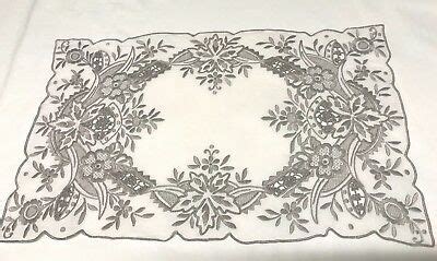 Antique Vintage Hand Embroidered White Linen Silvery Taupe Table Centre Cloth • £16.00 | Hand ...