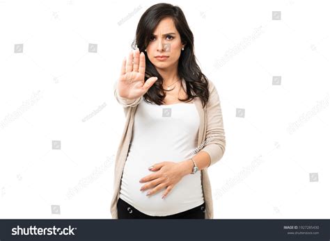 Angry Pregnant Woman Showing Stop Gesture Stock Photo 1927285430 | Shutterstock