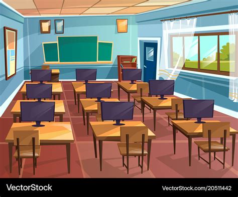 Cartoon empty school college classroom Royalty Free Vector