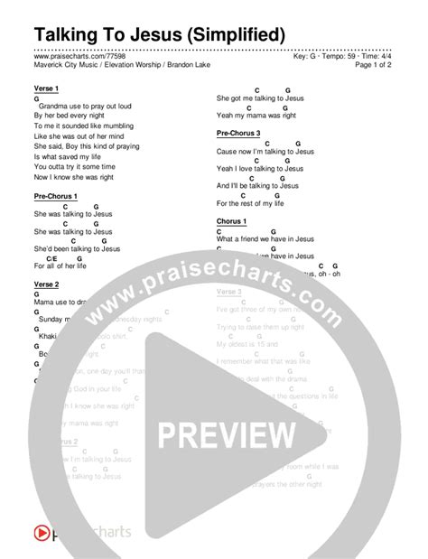 Talking To Jesus (Simplified) Chords PDF (Maverick City Music ...