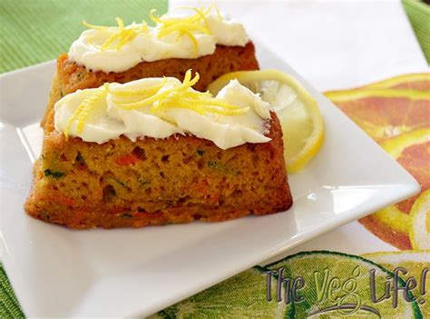 Carrot Zucchini Bars with Lemon Cream Cheese Frosting - TheVegLife