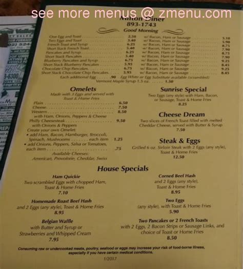 Online Menu of Milton Diner Restaurant, Milton, Vermont, 05468 - Zmenu