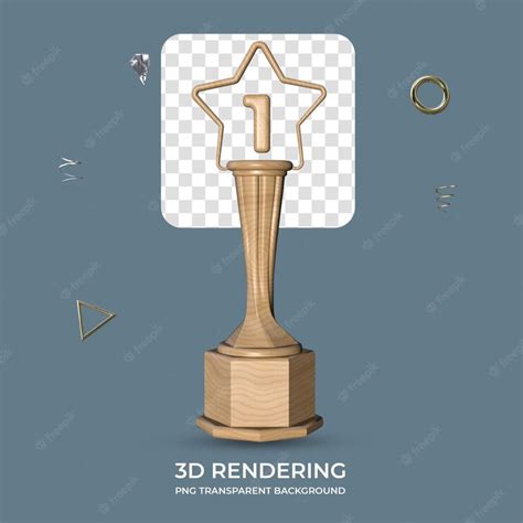 Premium PSD | Number 1 wooden trophy 3d render transparent background