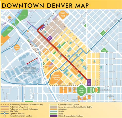 Denver Downtown Map for Printable Walking Map Of Downtown Chicago | Printable Maps