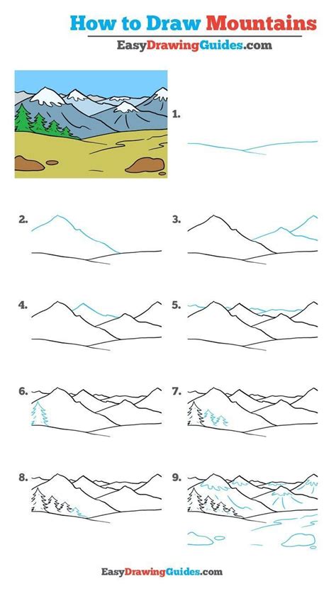 How to Draw Mountains - Really Easy Drawing Tutorial | Mountain drawing ...