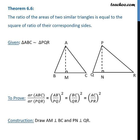 Theorem 6.6 Class 10 - Prove that Ratio of Areas of 2 Similar Triangle