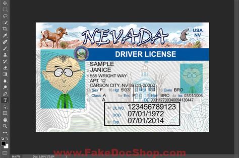 Nevada Drivers License Template In PSD Format - Fakedocshop