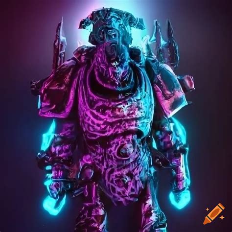 Neon cyberpunk warhammer 40k chaos marines