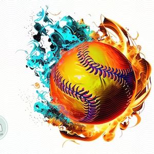 Softball on Fire Png Softball Png Softballl Fireball Softball - Etsy