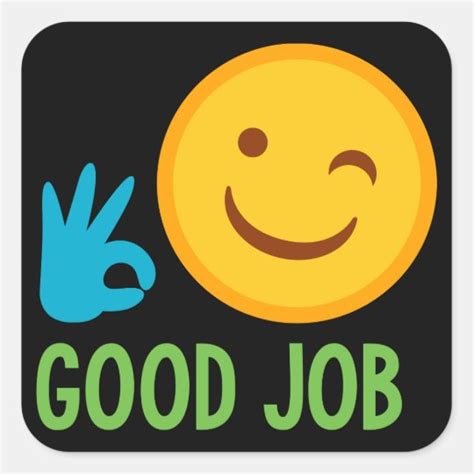 Good Job Emoji Square Sticker | Zazzle.com