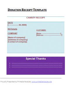 Donation Receipt Templates | 17+ Free Printable Word, Excel & PDF Samples | Receipt template ...