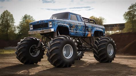 Blue Monster Truck With Big Tires Background, Bigfoot Monster Truck Picture Background Image And ...