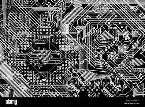 Electronic monochrome black and white high-tech background Stock Photo - Alamy