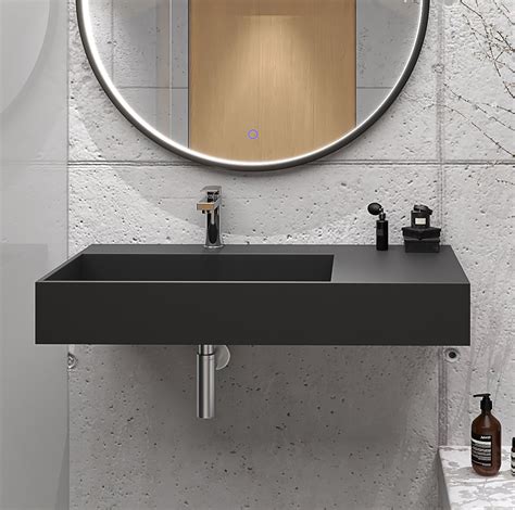 36" Left Basin Rectangular Wall Mounted Bathroom Sink | Modern bathroom sink, Wall mounted ...