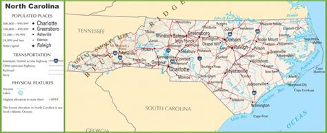 North Carolina Highway Map regarding Printable Map Of North Carolina ...