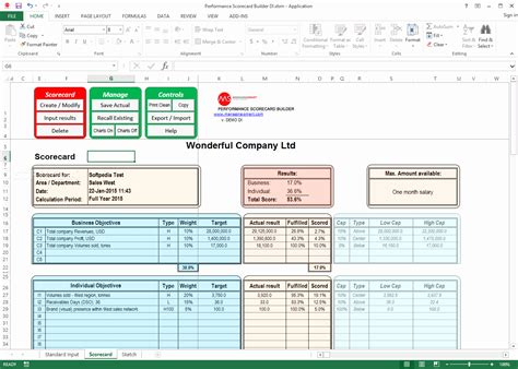 Employee Performance Scorecard Template Excel