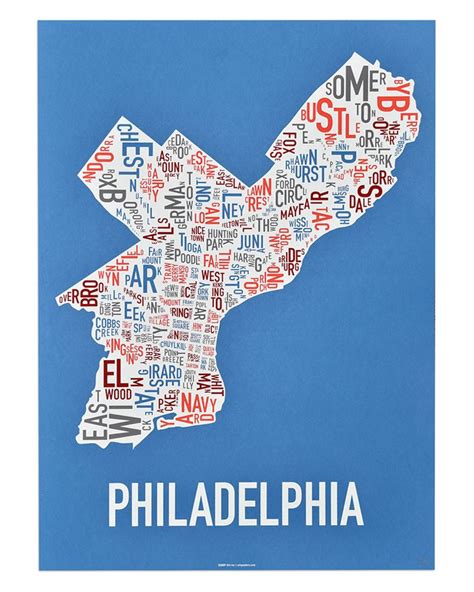 Philadelphia Neighborhoods Map Posters & Prints - Modern Decor or Gift ...