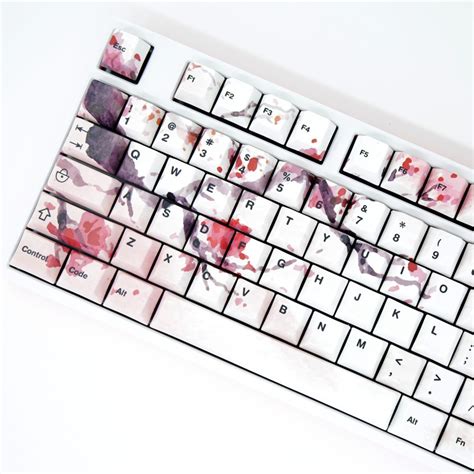 Ink Cherry Blossom Keycaps PBT Five-Sided Sublimation Keycap Cherry Profile Mechanical Keyboard ...