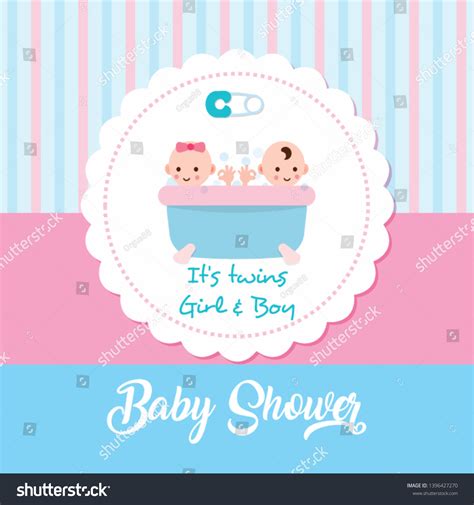 Baby Arrival Announcement Card Twin Baby Stock Vector (Royalty Free ...