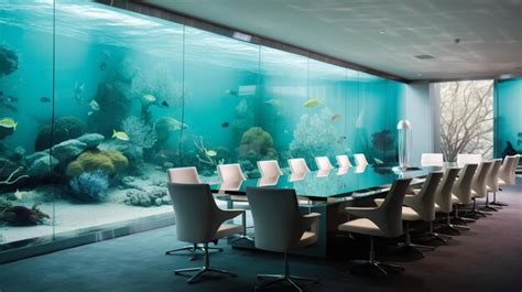 Premium Photo | Underwater conference table aquarium restaurant picture AI Generated art