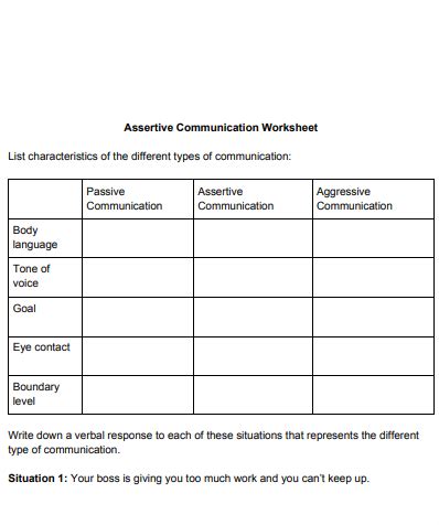 Assertive Communication Worksheets: Examples, PDF