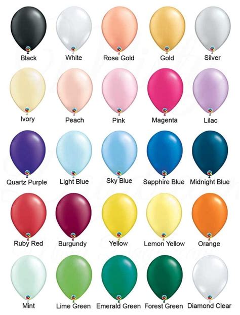 Custom Balloon Color Chart
