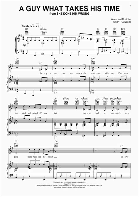 A Guy What Takes His Time Piano Sheet Music