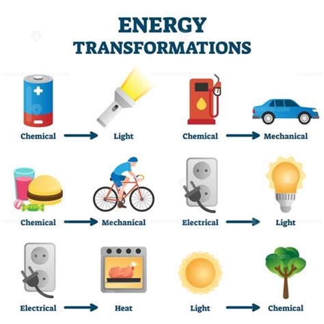 Energy transformation example vector illustrations - VectorMine