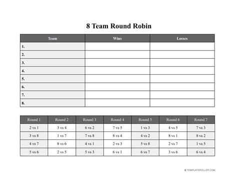 5 Team Round Robin Template