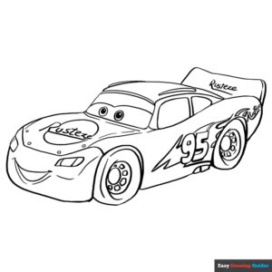 Lightning McQueen Coloring Page | Easy Drawing Guides