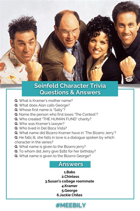 Our Seinfeld trivia questions quiz will definitely evoke your lost nostalgic emotions. Seinfeld ...