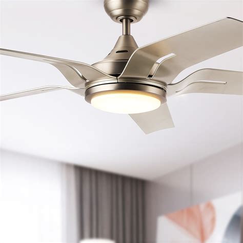 56" Indoor Ceiling Fan Brushed Nickel LED Light Reversible Motor &Remote w/5 Blades - Walmart.com