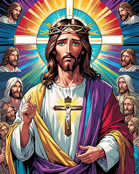 Premium AI Image | King jesus christ colorful art illustration