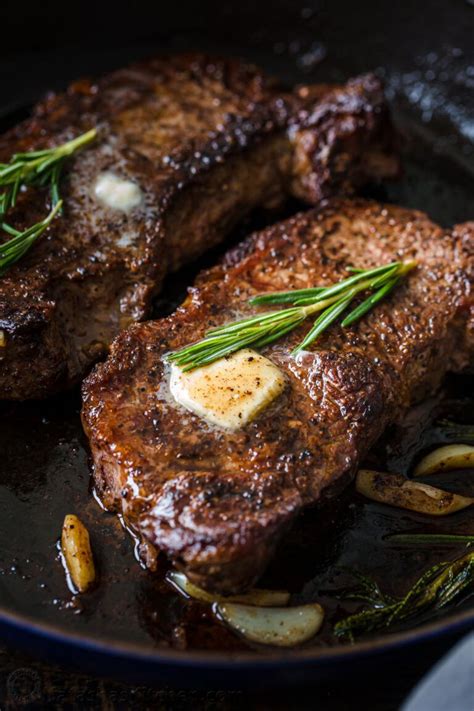 Pan-Seared Steak with garlic butter is seared and caramelized on the outside and juicy inside ...