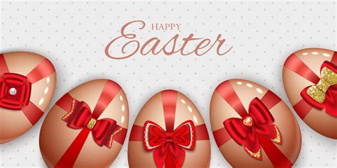 Happy Easter Banner with Eggs with Bows 833669 Vector Art at Vecteezy