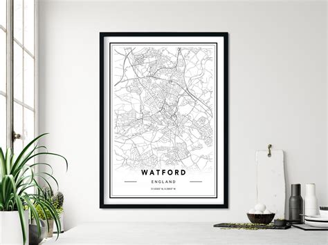 Watford UK Map Print Custom Map Print Watford City Map Map | Etsy