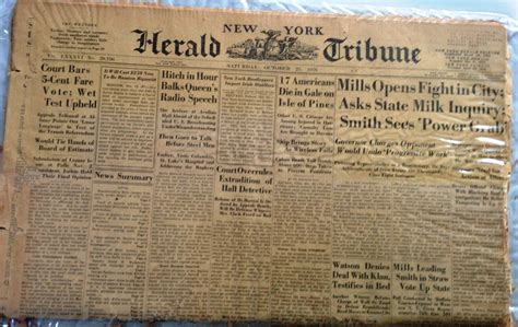 Vintage New York Herald Tribune Newspaper 1926