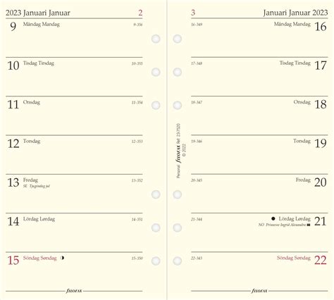 Filofax 2023 Refill | Personal | 2 uger pr. opslag | Lomax