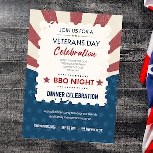 Editable Veterans Day BBQ Night Canva Template Celebrate - Etsy