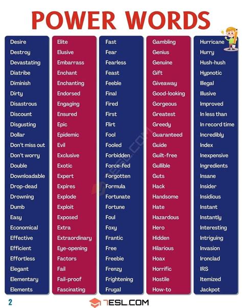 700+ Power Words in English You Need to Know and Use • 7ESL | Powerful words, Words, How to ...