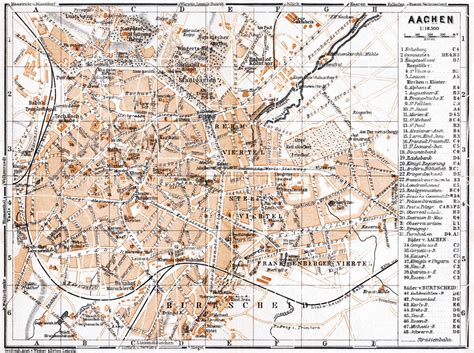 Old map of Aachen in 1905. Buy vintage map replica poster print or download picture