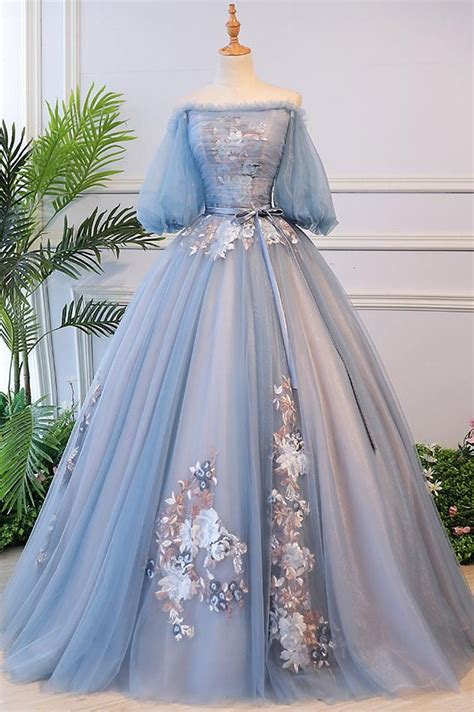 Victorian Vintage Style Long Dusty Blue Evening Dress AL3002 | Vestidos para quinceaños ...